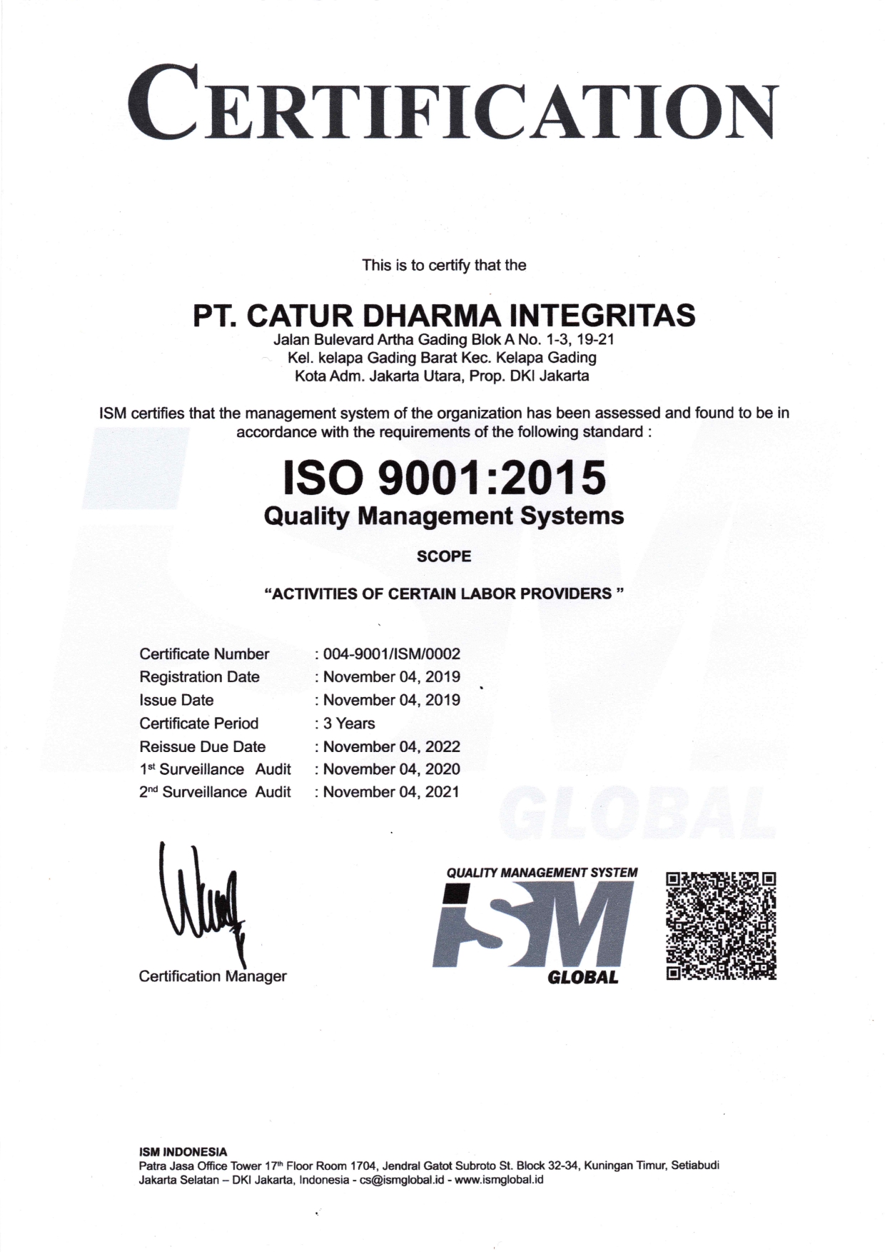 ISO Certificate